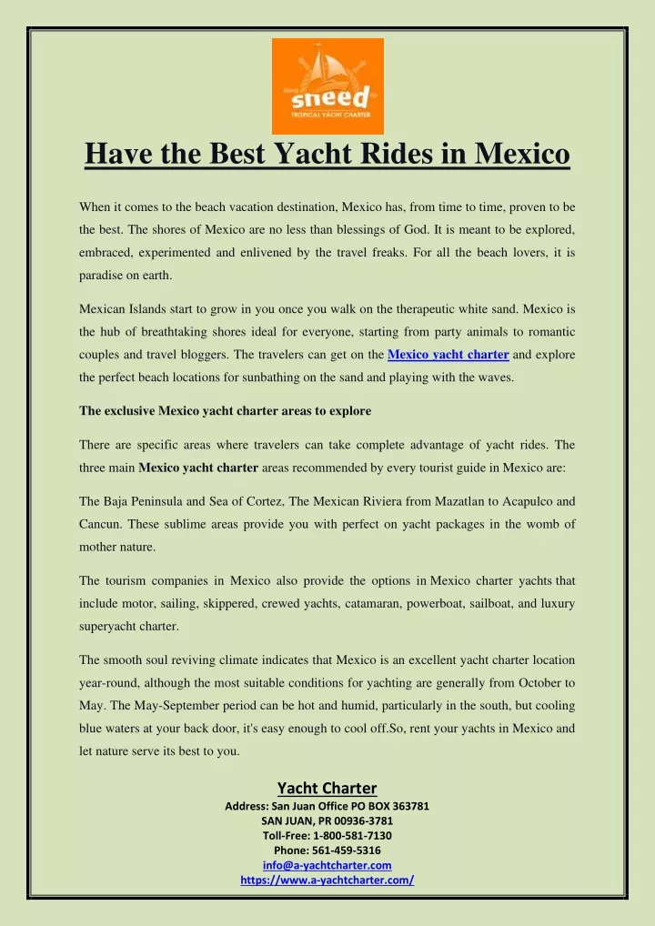 have the best yacht rides in mexico