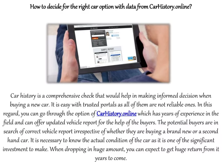 how to decide for the right car option with data