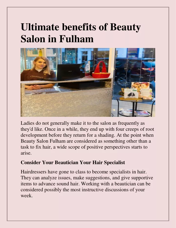 ultimate benefits of beauty salon in fulham