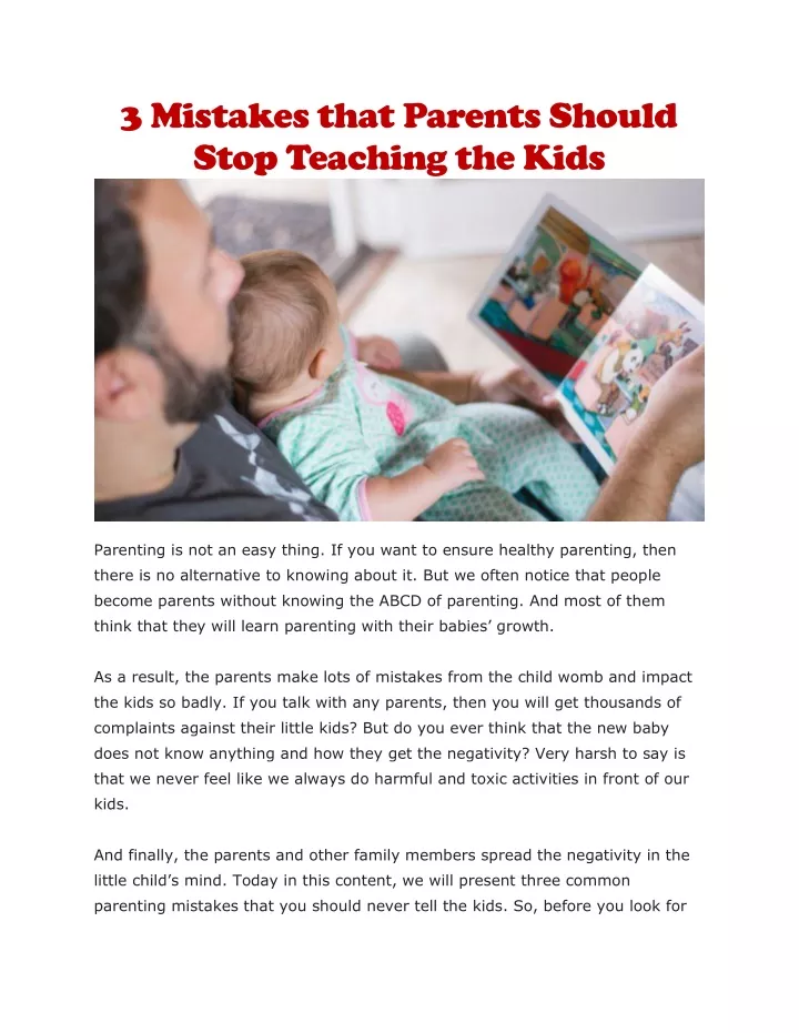 3 mistakes that parents should stop teaching