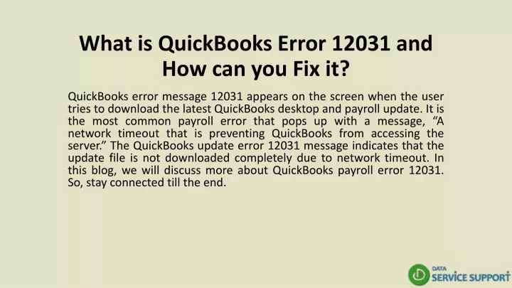 what is quickbooks error 12031 and how can you fix it