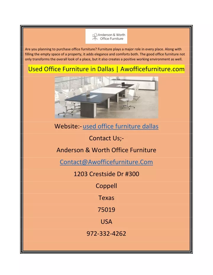 are you planning to purchase office furniture