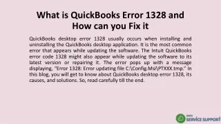 What is QuickBooks Error 1328 and How can you Fix it