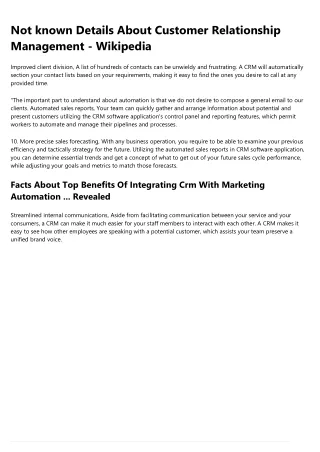not known details about customer relationship