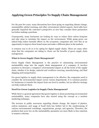 applying green principles to supply chain