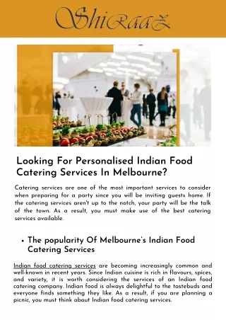 Looking For Personalised Indian Food Catering Services In Melbourne