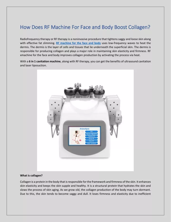 how does rf machine for face and body boost
