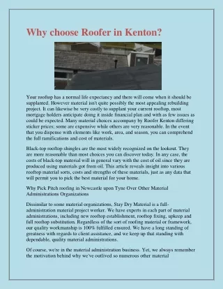why choose roofer in kenton