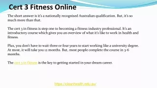 Cert 3 and 4 Fitness