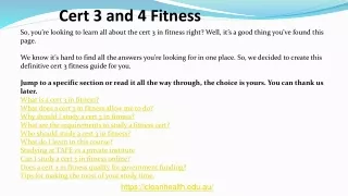 Cert 3 Fitness Online