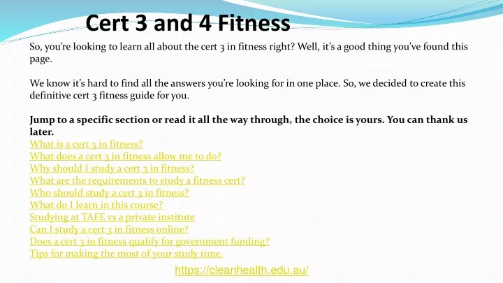 cert 3 and 4 fitness