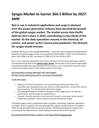 syngas market to garner 66 5 billion by 2027 amr