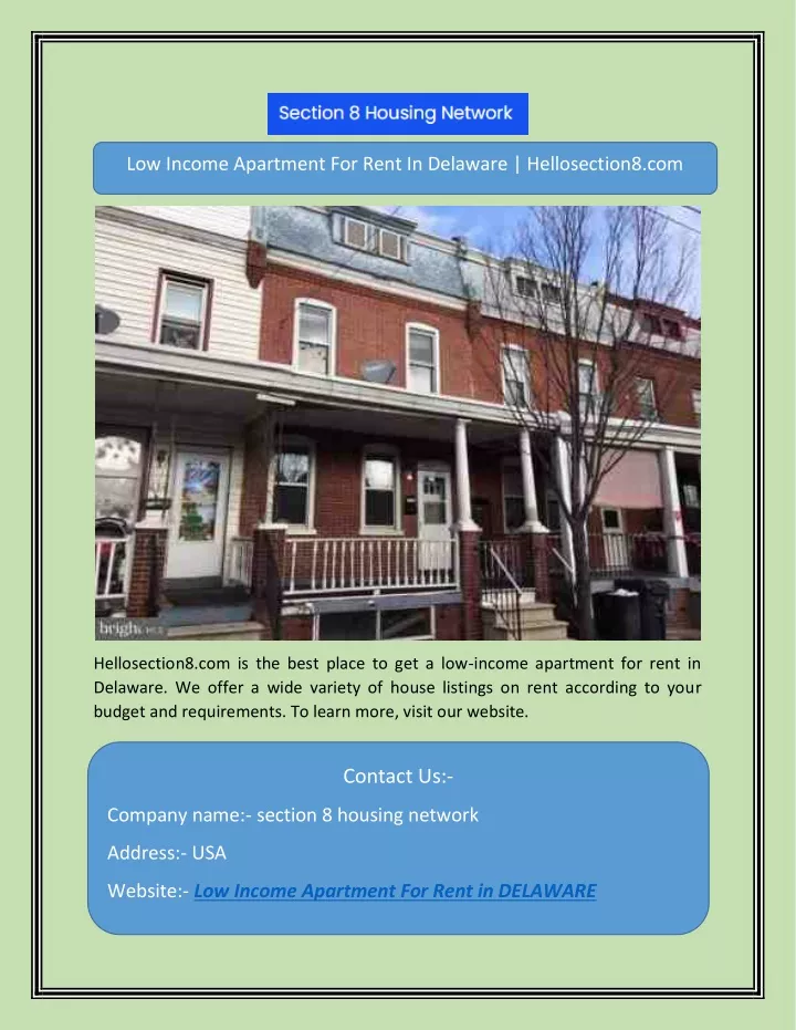 low income apartment for rent in delaware