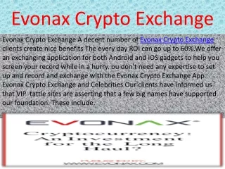 evonax crypto exchange