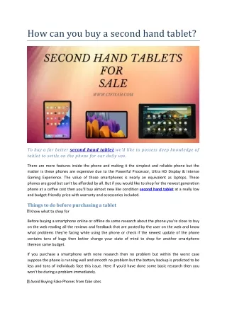 How can you buy a second hand tablet