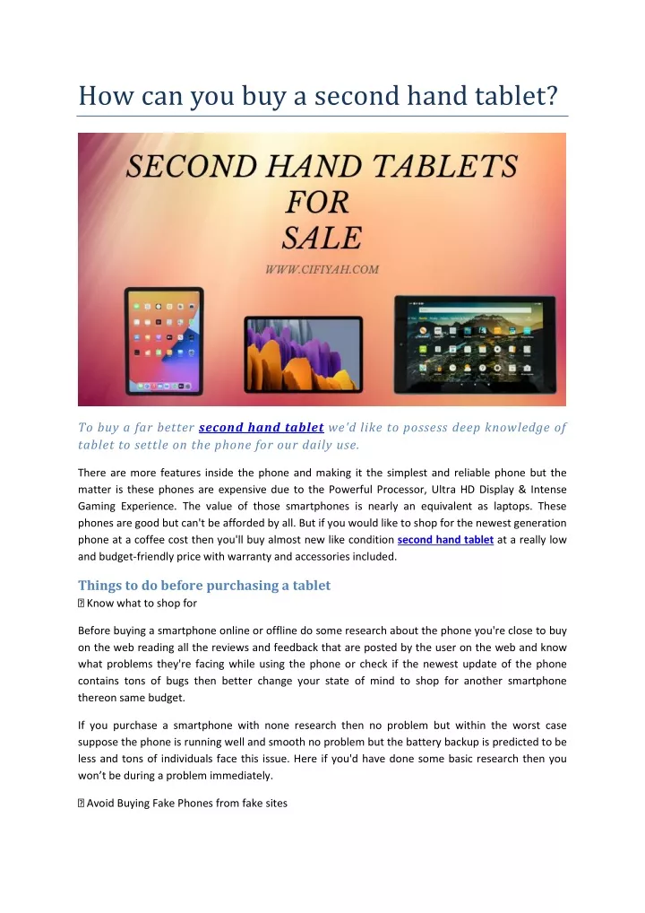 how can you buy a second hand tablet