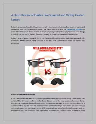A Short Review of Oakley Five Squared and Oakley Gascan Lenses