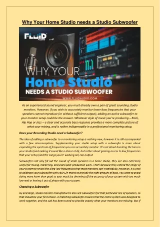 why your home studio needs a studio subwoofer