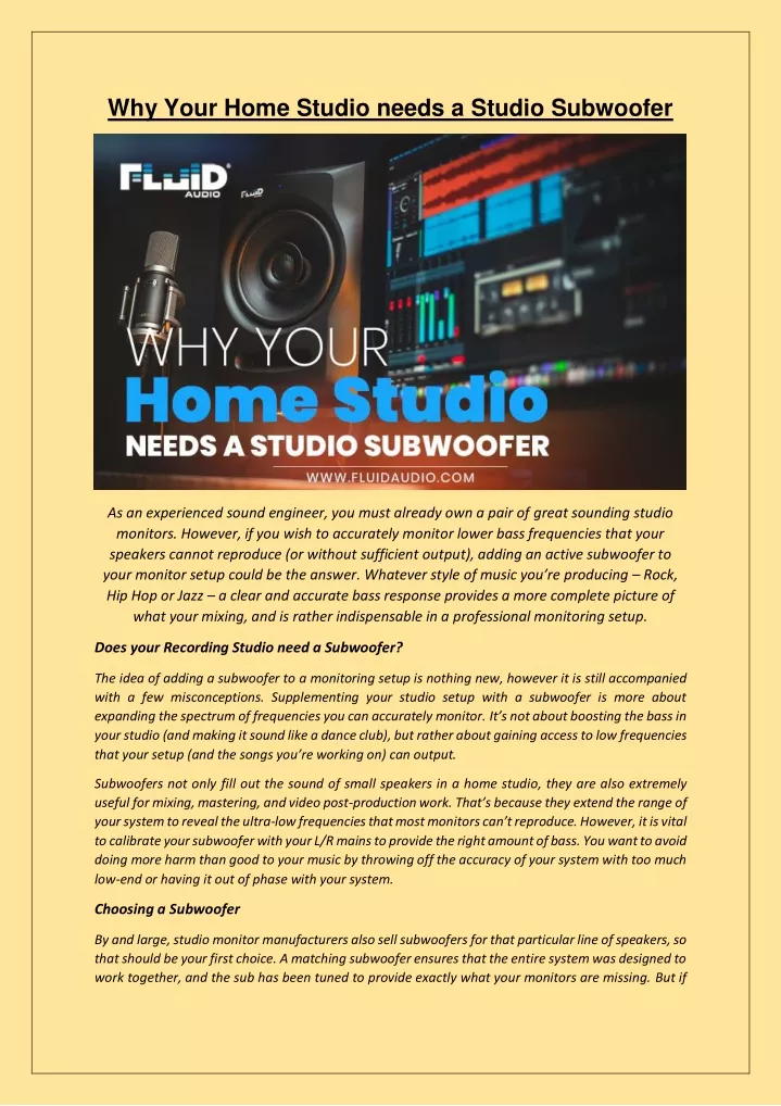 why your home studio needs a studio subwoofer