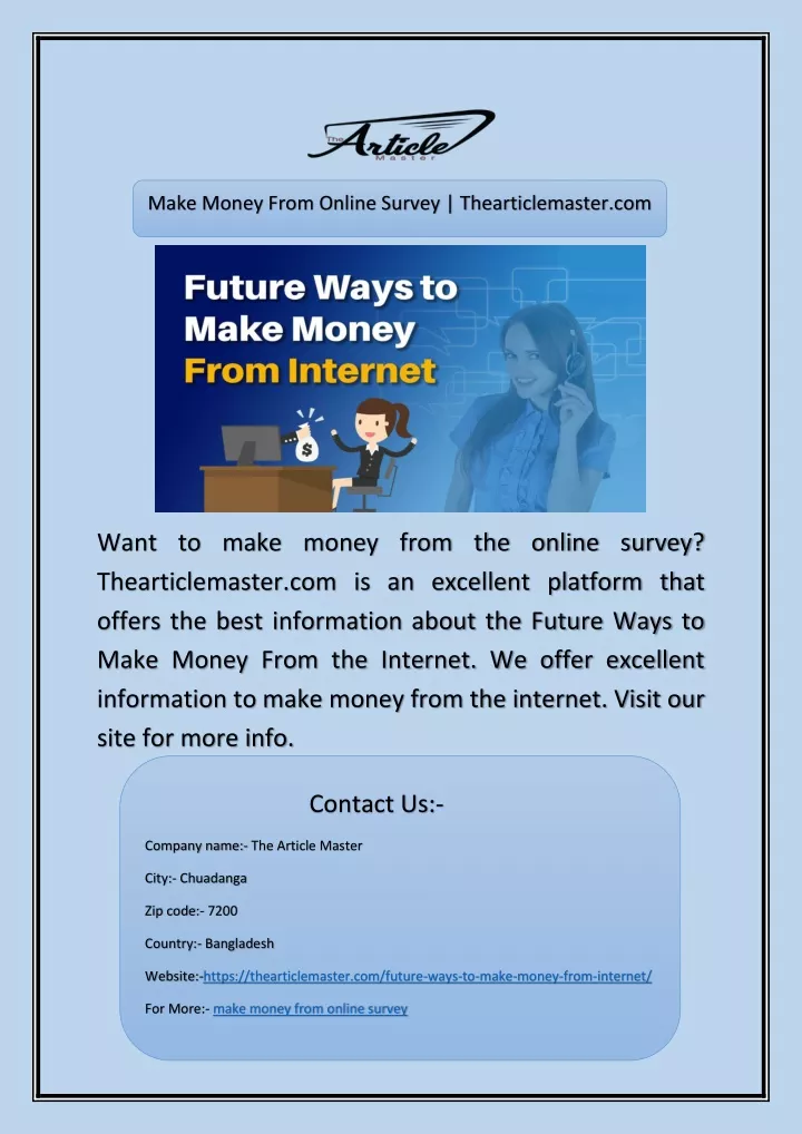 make money from online survey thearticlemaster com