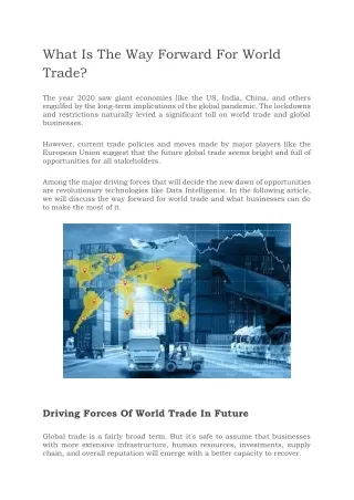 what is the way forward for world trade