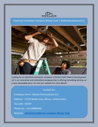 Electrical Contractor Company Wicker Park | Skylinedevelopment.co