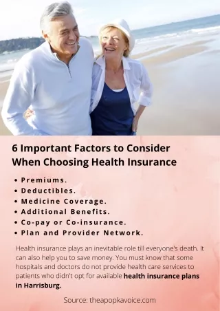 6 Important Factors to Consider When Choosing Health Insurance