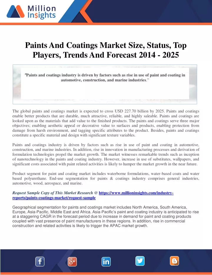 paints and coatings market size status