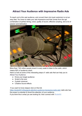 Attract Your Audience with Impressive Radio Ads