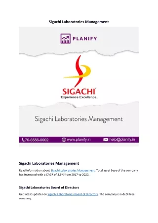Sigachi Laboratories Promoter Holdings
