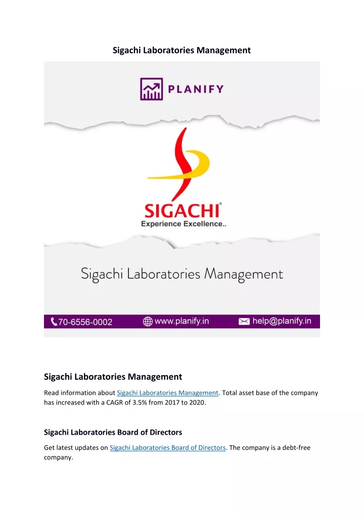 sigachi laboratories management