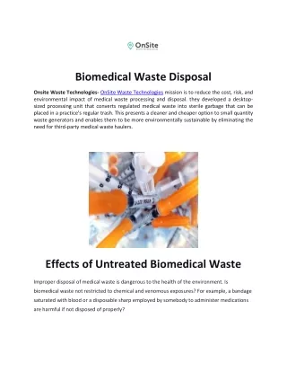 biomedical waste disposal