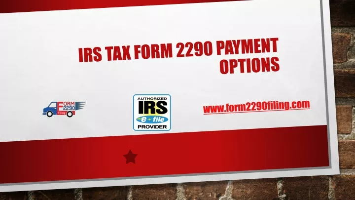 irs tax form 2290 payment options