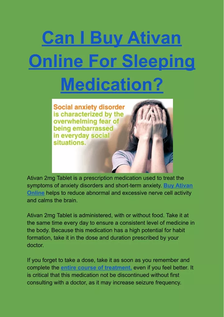 can i buy ativan online for sleeping medication