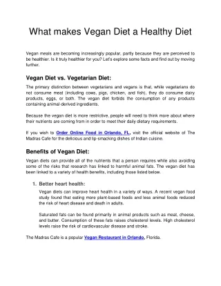 What makes Vegan Diet a Healthy Diet