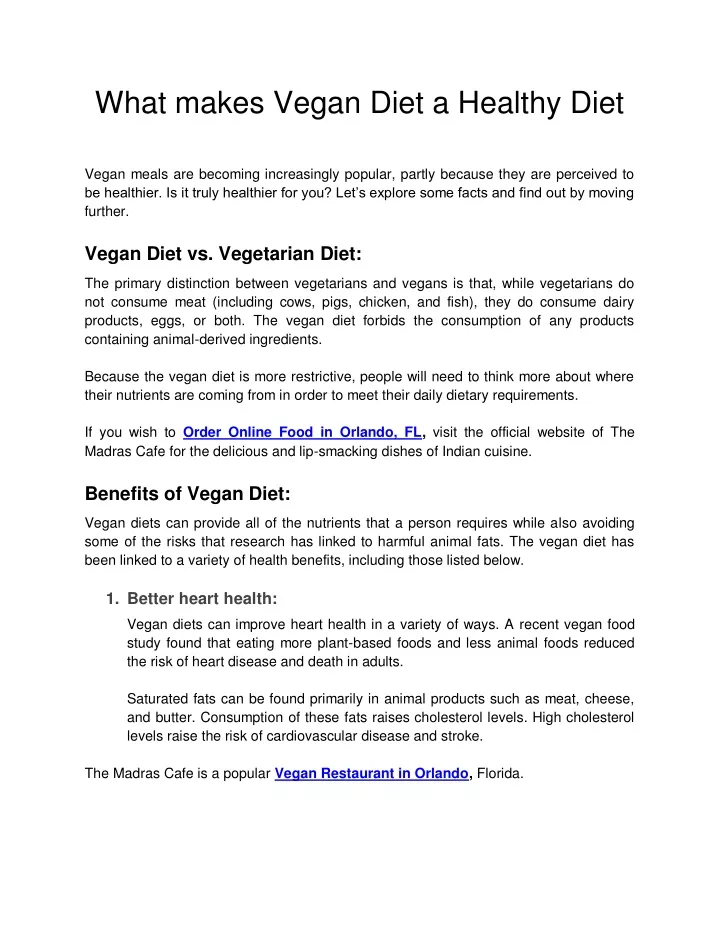 what makes vegan diet a healthy diet