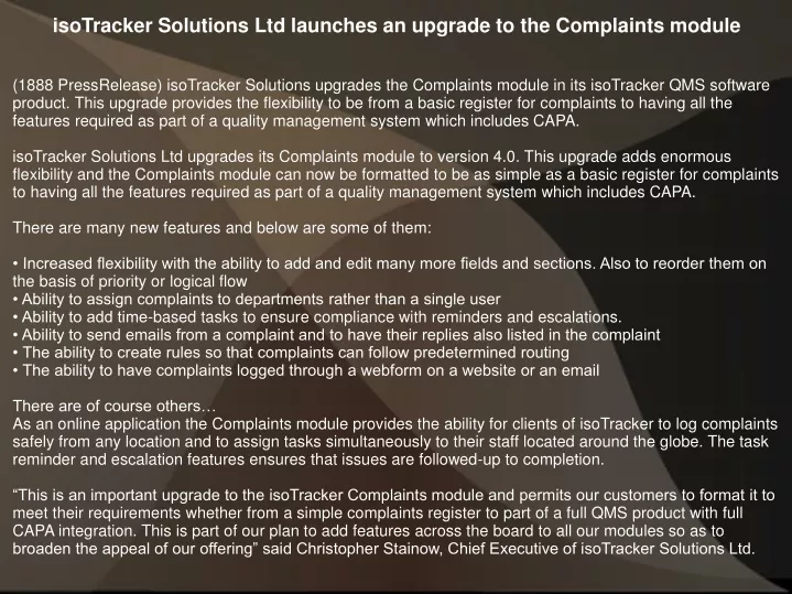 isotracker solutions ltd launches an upgrade