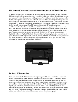 HP Printer Customer Service Phone Number HP Phone Number