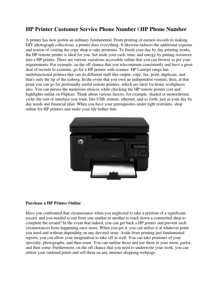 hp printer customer service phone number hp phone