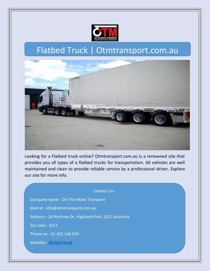 flatbed truck otmtransport com au