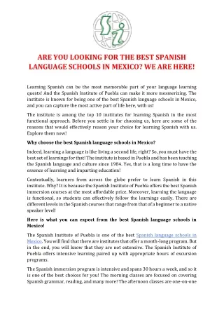 Are You Looking for the Best Spanish Language Schools in Mexico We are Here!