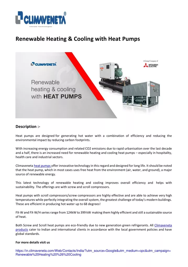 renewable heating cooling with heat pumps