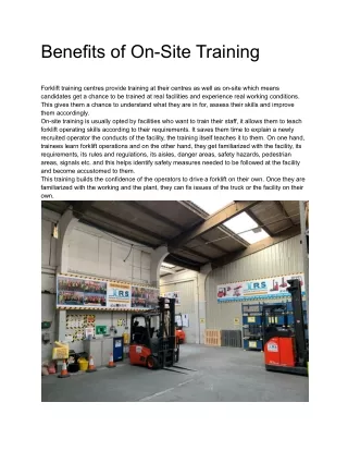 Benefits of On-Site Training