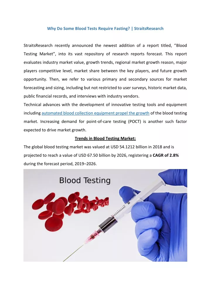 why do some blood tests require fasting