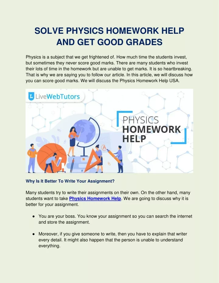 solve physics homework help and get good grades