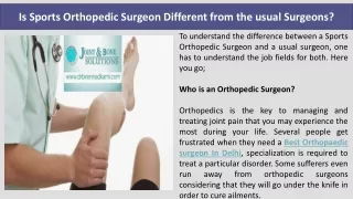 Is Sports Orthopedic Surgeon Different from the usual Surgeons
