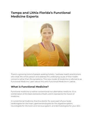 Tampa and Lithia Florida’s Functional Medicine Experts