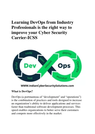 Learning DevOps from Industry Professionals is the right way to improve your Cyber Security Carrier