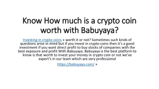 know how much is a crypto coin worth with babuyaya