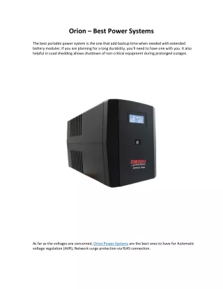 orion best power systems
